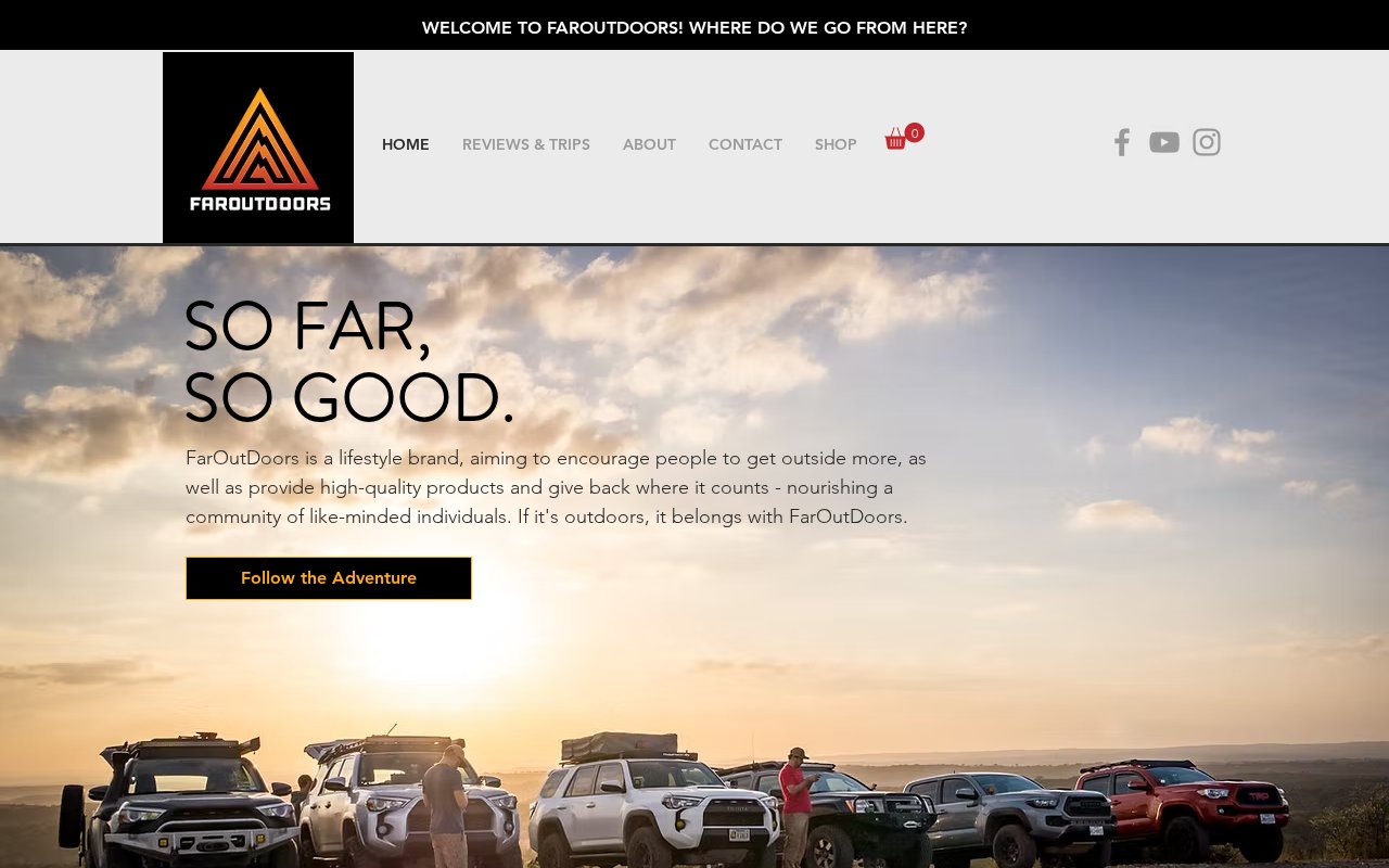 FarOutdoors: Lifestyle brand storefront, guides, and automation screenshot